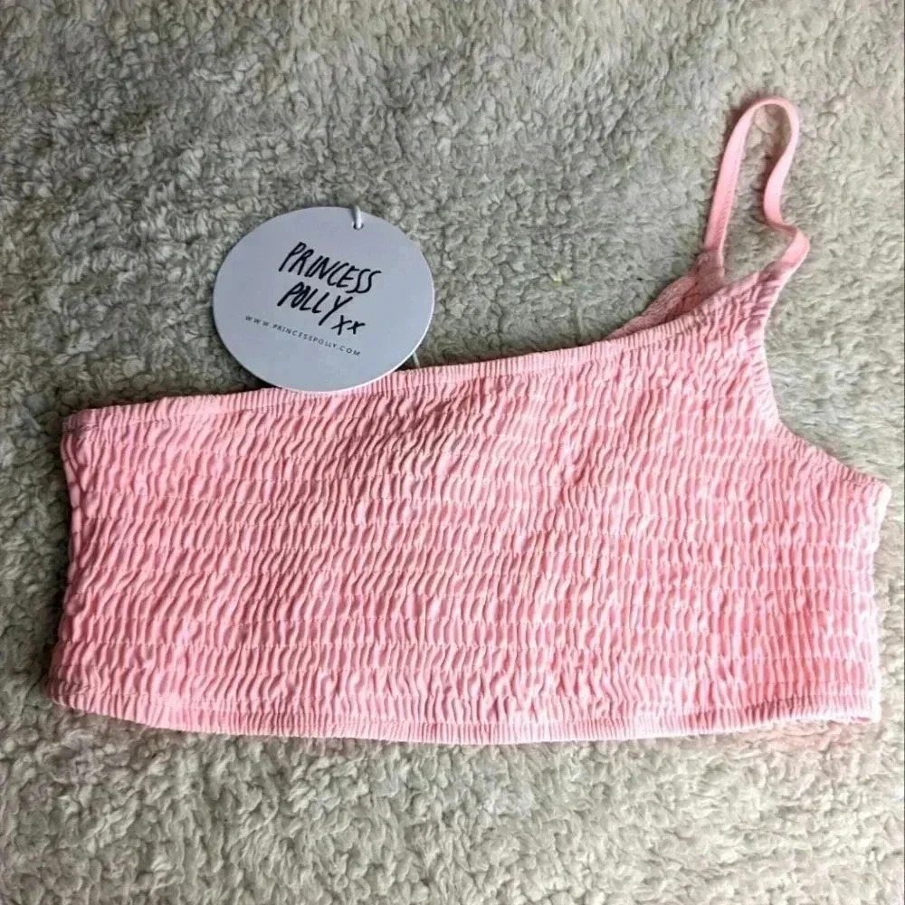 PRINCESS POLLY One Sholder Top baby Pink color size 6 very stretch! No Tag